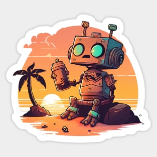 A robot asking existential crisis Sticker